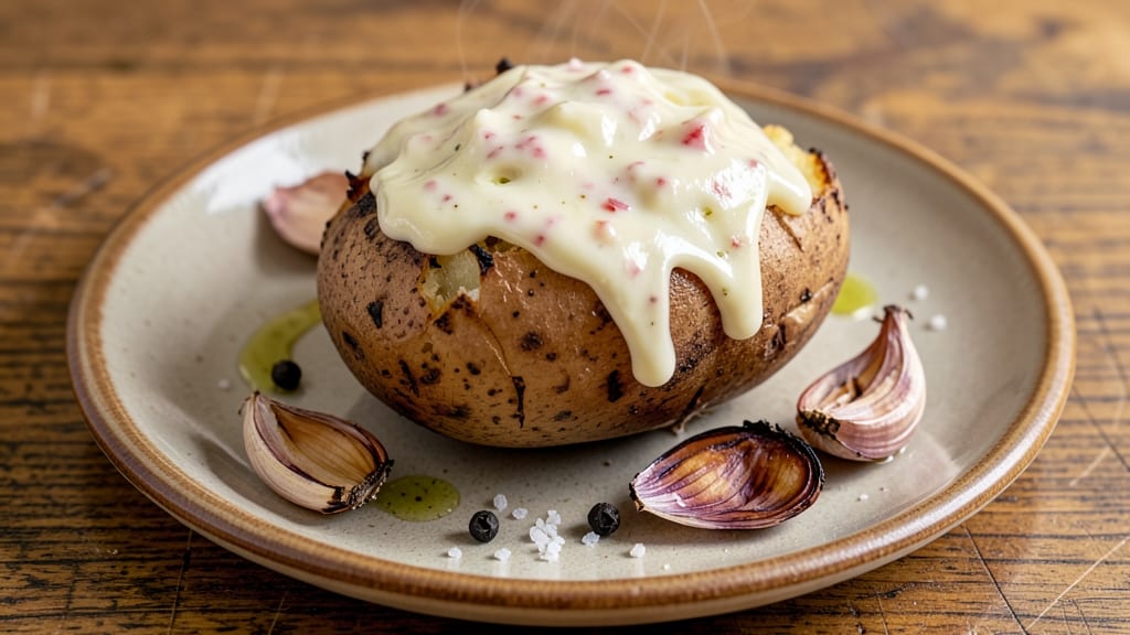 Baked Potato With Garlic Butter Recipe: Crispy Skin and Rich, Garlicky Bliss