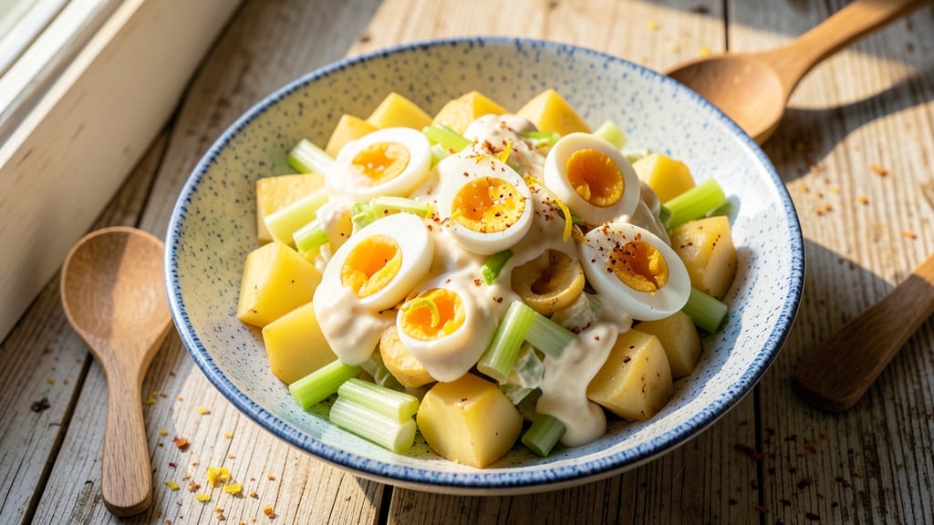 Traditional Potato Salad Recipe with Mayonnaise and Eggs: Old-Fashioned Creaminess With Crisp Celery Bites
