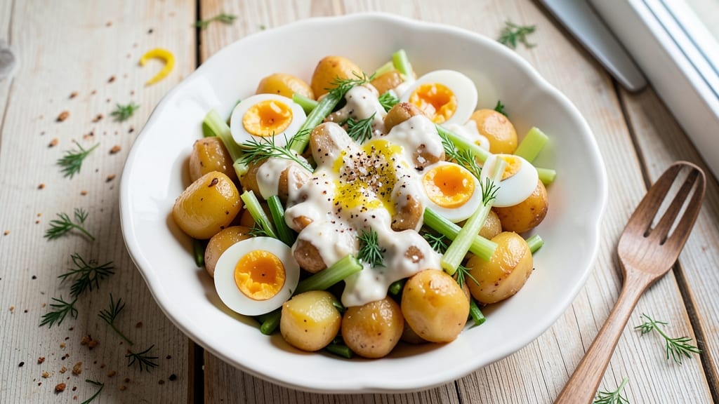Aunt Pearl's Potato Salad Recipe: Celery-Dusted Cream Cheese Bliss