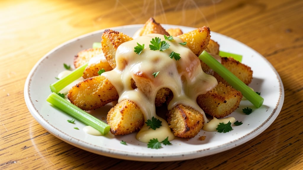 American Cheese Potato Recipe: Crispy Celery Crown Over Melty Cheese Bliss
