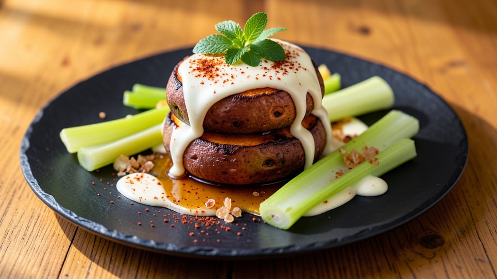 Sweet Potato Royale Recipe: Smoky Maple-Glazed Crown With Crunchy Celery Topping