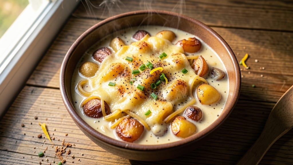 Au Gratin Potato Soup Recipe: Velvety Cheese Melt With Crispy Topping Magic