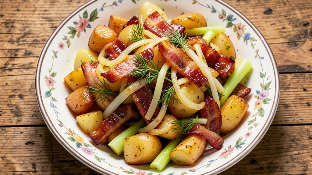 Authentic Bavarian Potato Salad Recipe: Warm Mustard Dressing and Crunchy Celery Bites