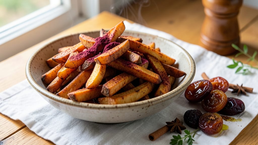 Sweet Potato Fries With Plum Powder Recipe: Deep Purple Crunch Meets Warm Spice