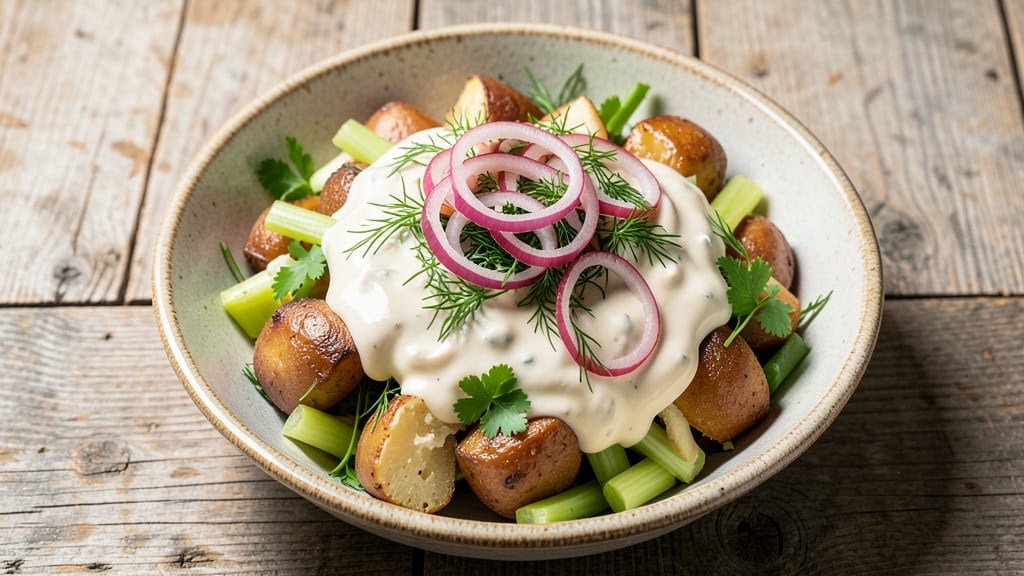 Baked Potato Salad Recipe with Ranch Dressing: Creamy Celery Crown Crunch in One Bowl